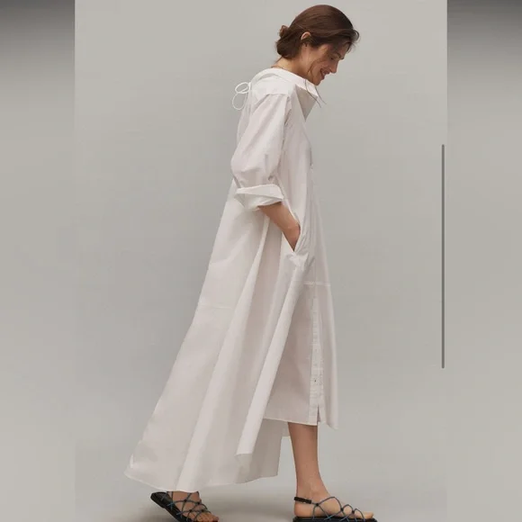 Anthropologie White Button-Up Shirt Dress - Picture 1 of 5